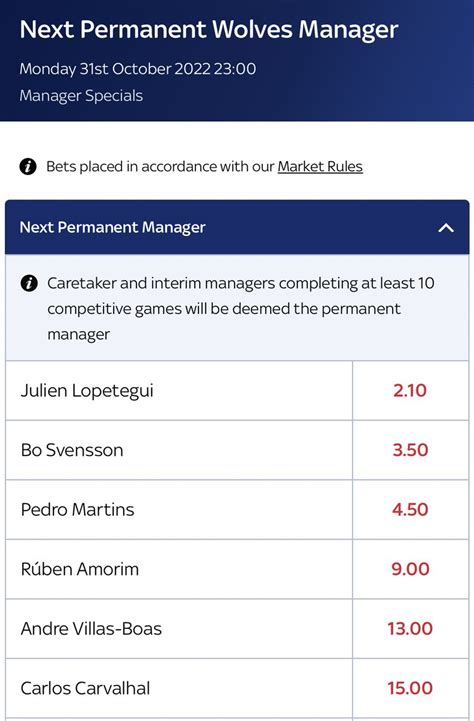 manager odds sky bet